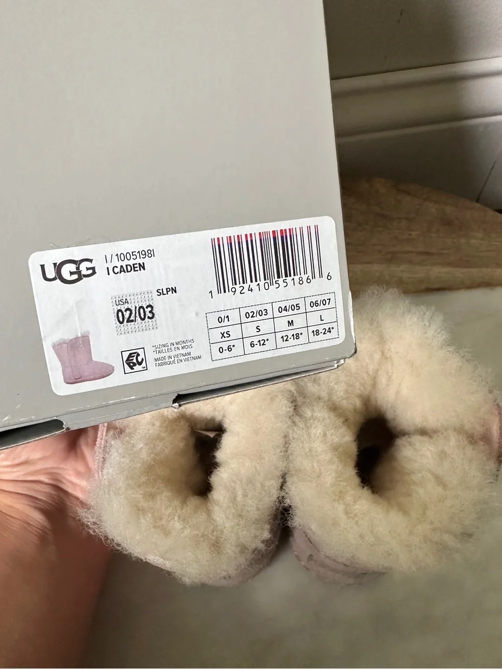 UGG Caden Baby Boots Booties Seashell Pink Suede Sheepskin Lining Infant 6-12 M